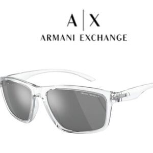 Armani Exchange AX4122S-83336G 59 Sunglasses- Shiny Crystal/Grey Mirrored Silver